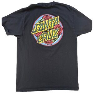 Santa Cruz Shirt Mens Medium Black Logan Roses Logo Skate Surf Streetwear Y2K